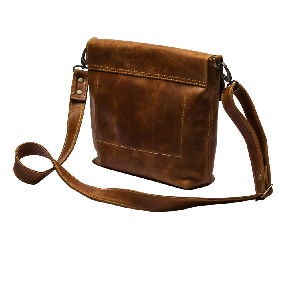Midi Sling Bag - Golden Brown Genuine Leather – Bovino