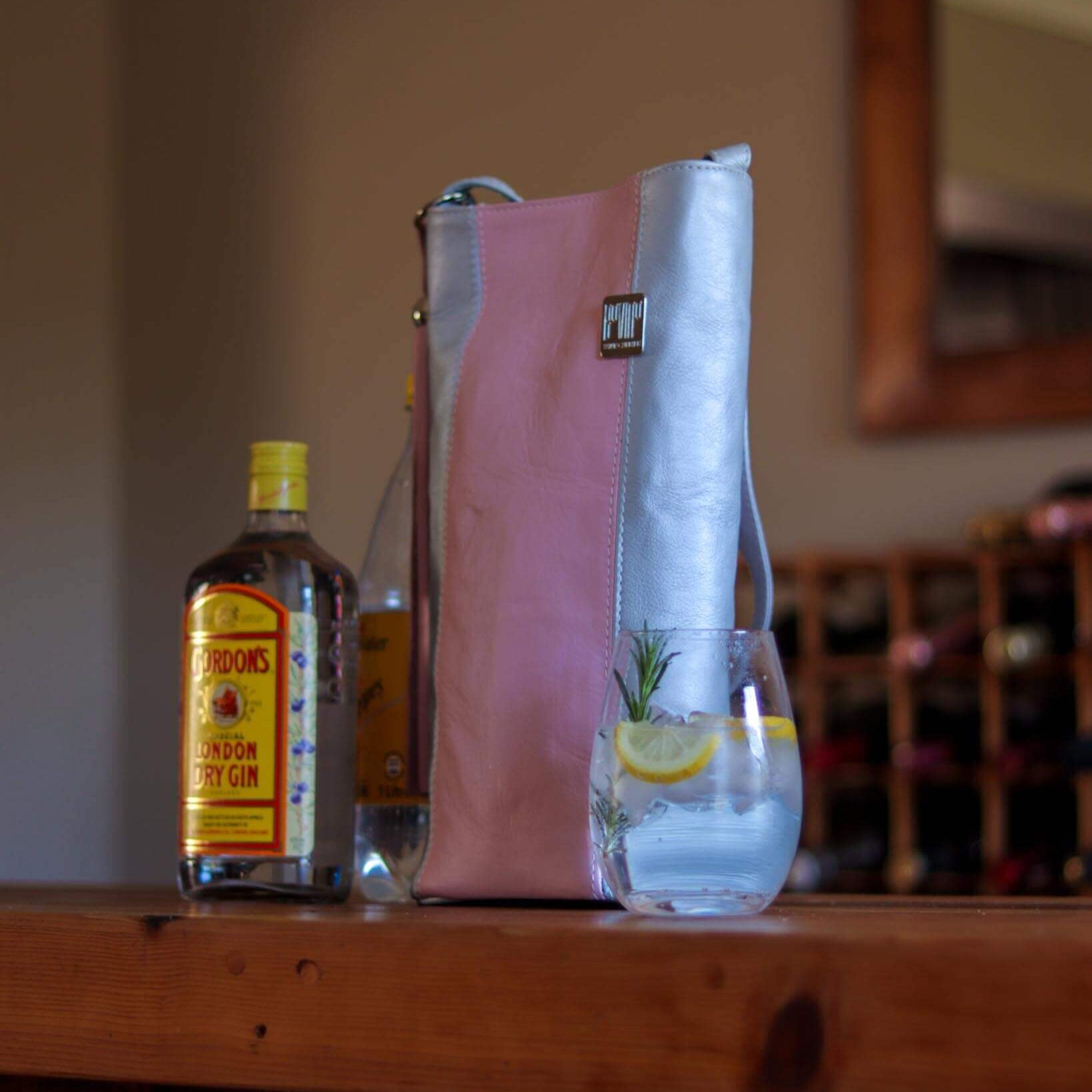 Blush & Silver Wine Carrier Bag