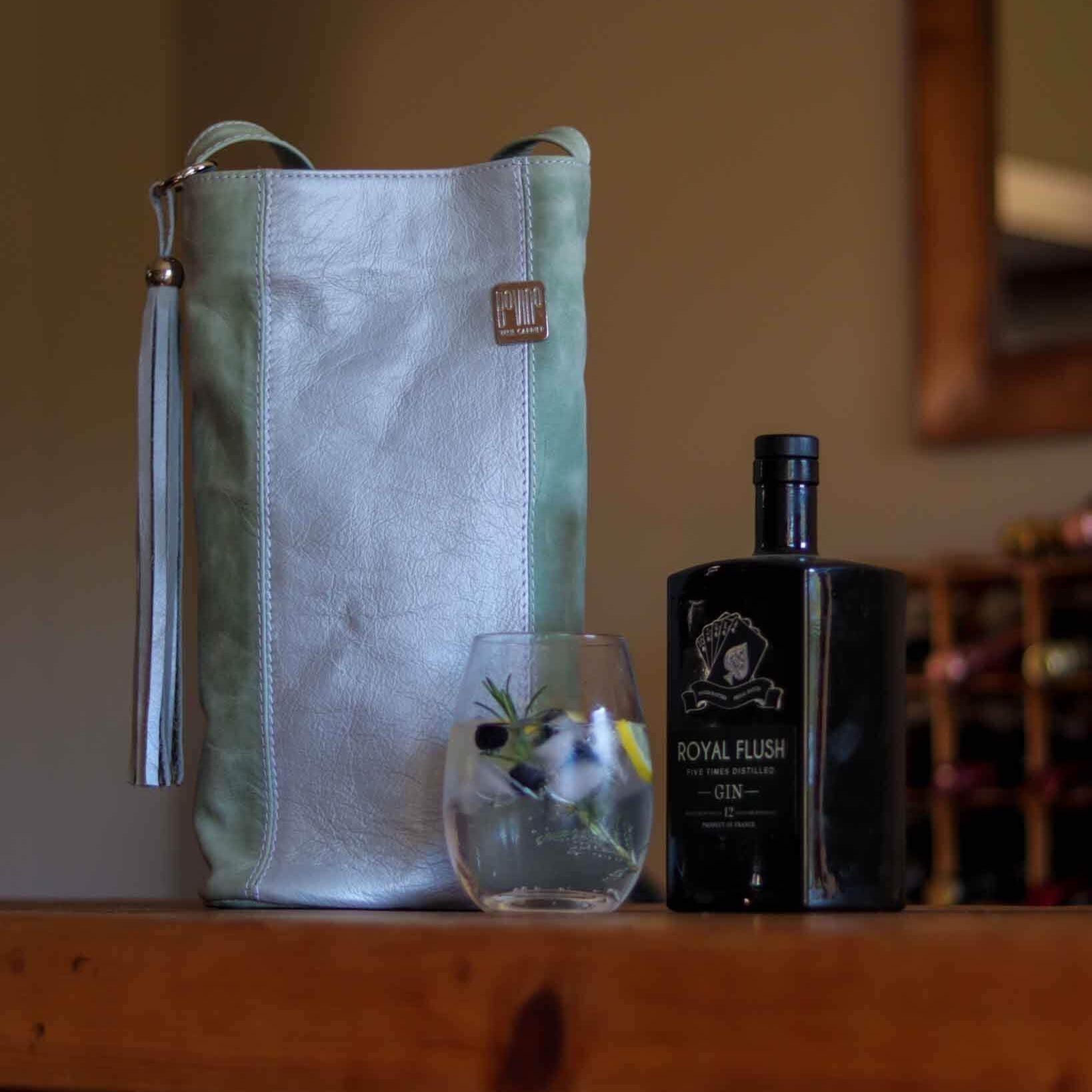 Sage & Silver Wine Carrier Bag